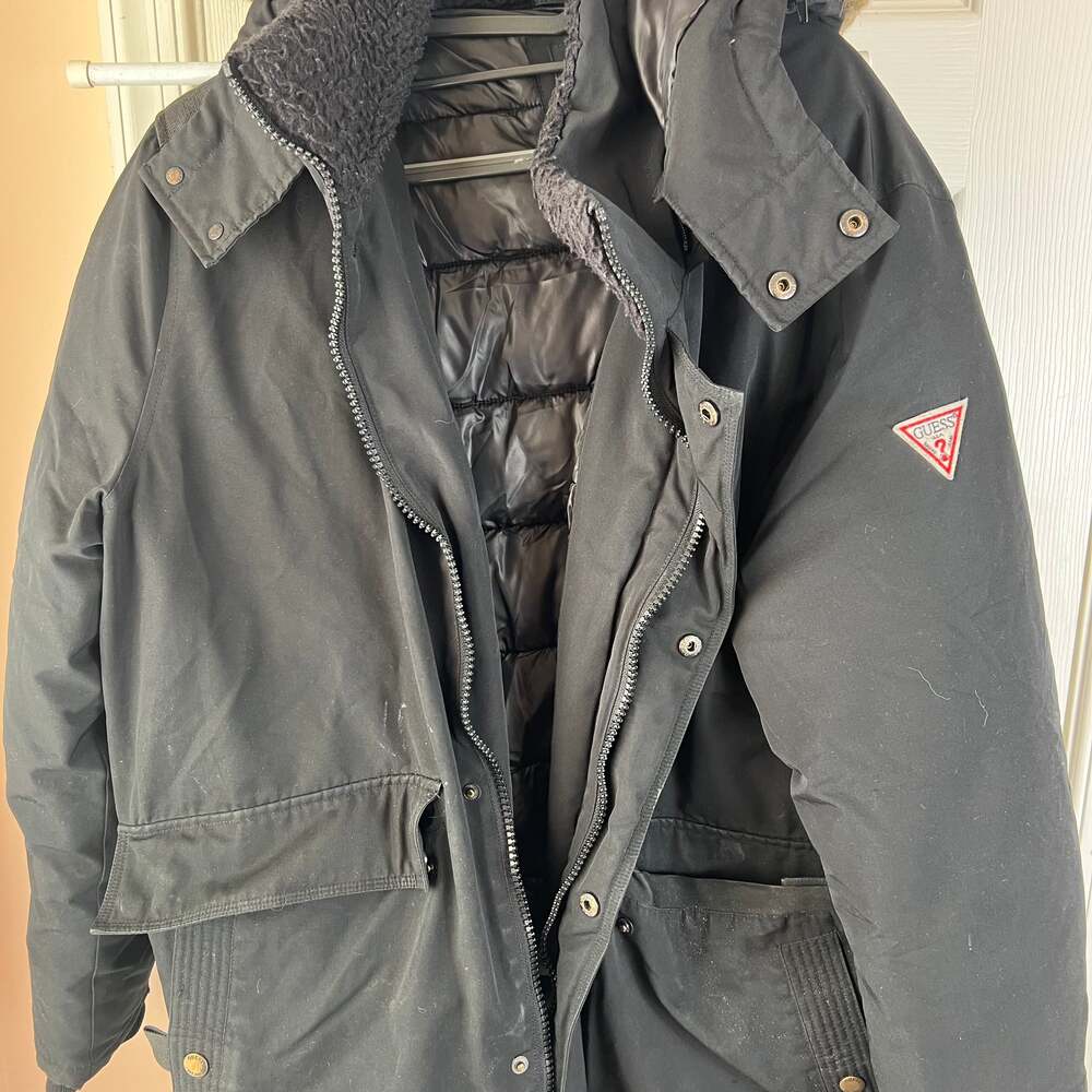 GUESS Men's Heavyweight Hooded Parka Jacket with Removable Faux Fur Trim